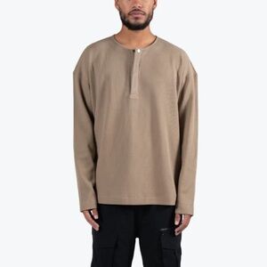 Richie Le Waffle Long Sleeve Thermal Top Taupe Beige Size XL Men’s Henley Neck